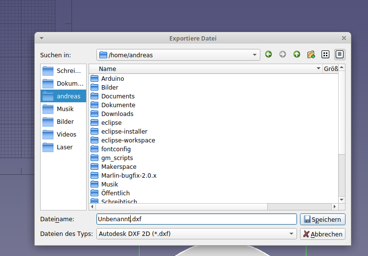 Export-Fenster